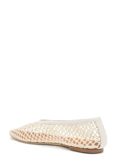 Staud Alba Leather-trimmed Crocheted Ballet Flats In White
