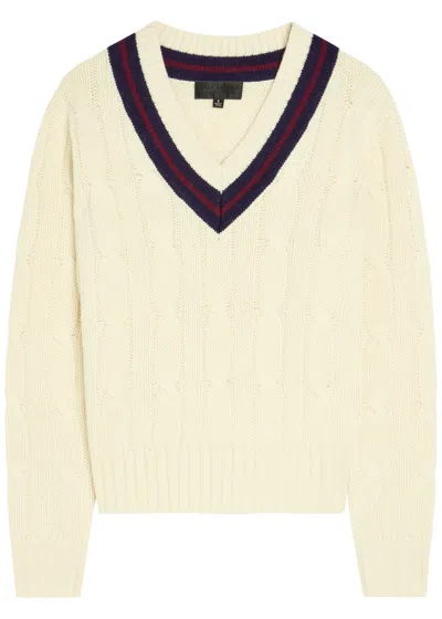Nili Lotan Fabiana Striped Cable-knit Wool Sweater In White