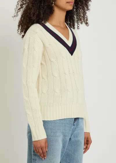 Nili Lotan Fabiana Striped Cable-knit Wool Sweater In White