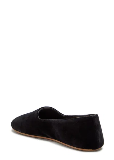The Row Ponti Velvet Leather Sole Slippers In Black