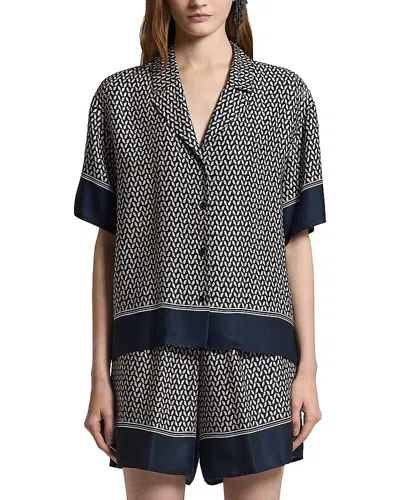 Peserico Patterned Blouse In Blue