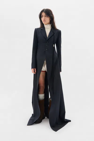Ann Demeulemeester Abke X-long Open Front Fitted Coat In Blue
