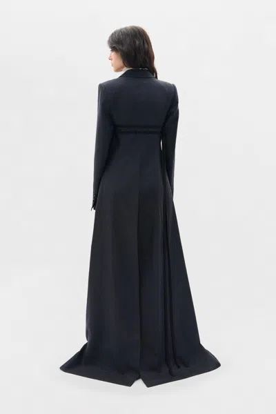 Ann Demeulemeester Abke X-long Open Front Fitted Coat In Blue