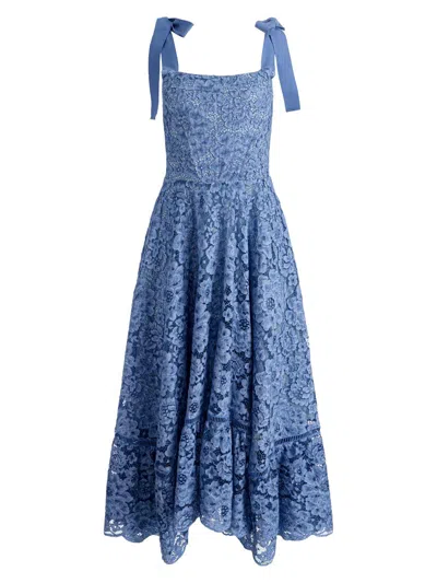 Alice And Olivia Rosalee Lace Bustier Maxi Dress In Blue