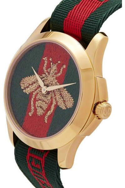 Shop Gucci Canvas And Gold-tone Watch