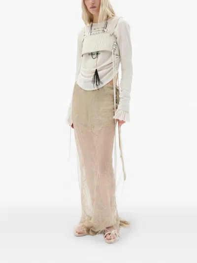 Ann Demeulemeester Dot Wrinkled Cropped Long Sleeve Top In White