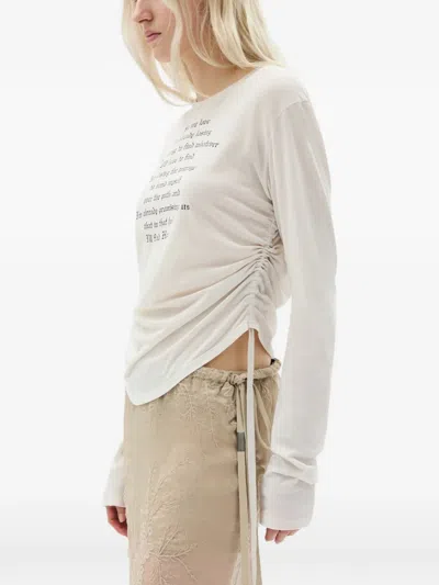 Ann Demeulemeester Dot Wrinkled Cropped Long Sleeve Top In White