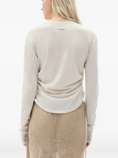 Ann Demeulemeester Dot Wrinkled Cropped Long Sleeve Top In White