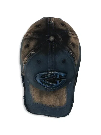 Camperlab Logo-patch Distressed Cap In Blue