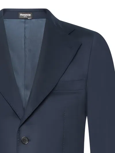 Franzese Collection Rolls-royce Single-breasted Buttoned Suit In Blue