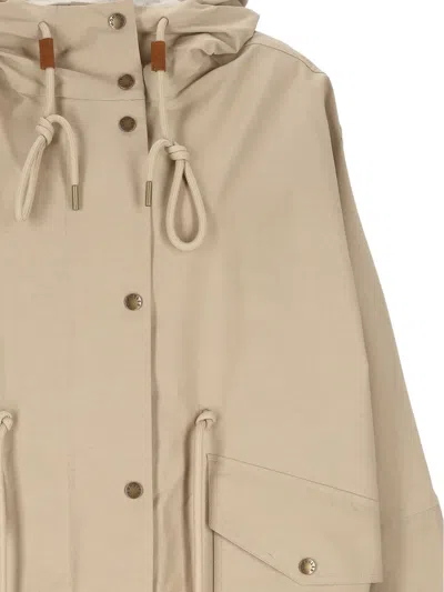 Moncler Coat With Hood In Blended Cotton In Black