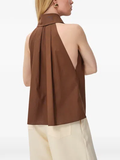 Concepto Sunlit Collar-button Blouse In Brown