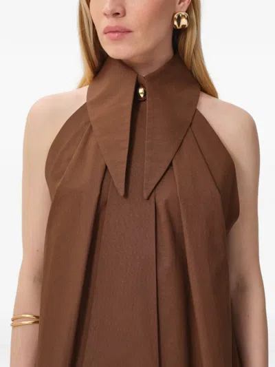 Concepto Sunlit Collar-button Blouse In Brown