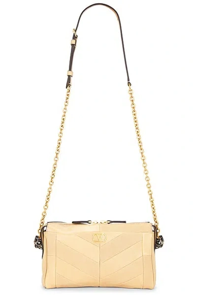 Valentino Garavani Panthea Small Shoulder Bag In Nappa Leather With A Chevron Pattern In Brown