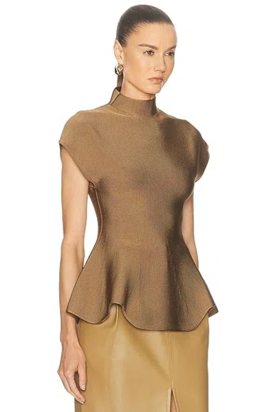 Khaite Andra Stretch-knit Turtleneck Peplum Top In Multi
