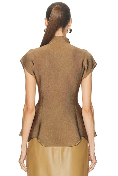 Khaite Andra Stretch-knit Turtleneck Peplum Top In Multi