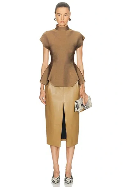 Khaite Andra Stretch-knit Turtleneck Peplum Top In Multi