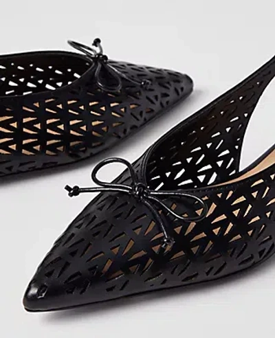 Ann Taylor Perforated Leather Bow Slingback Flat In Black