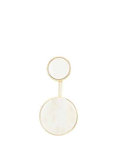 Marni Two-circle Horn Brooch In Antique-white