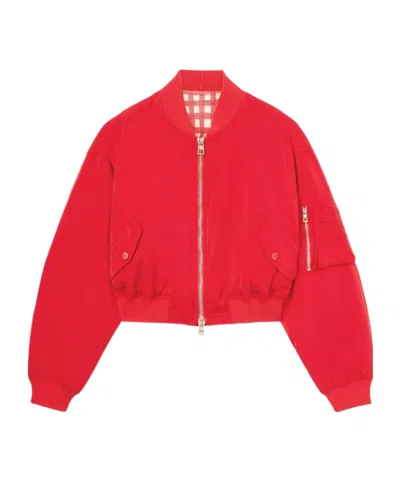 Ermanno Scervino Technical Fabric Bomber With Vichy Interior In Red