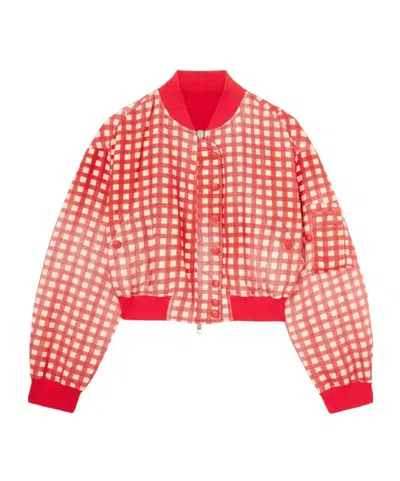 Ermanno Scervino Technical Fabric Bomber With Vichy Interior In Red
