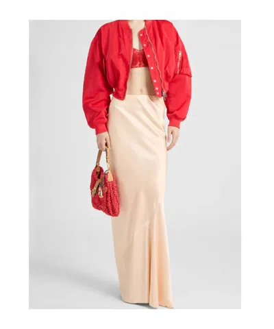Ermanno Scervino Technical Fabric Bomber With Vichy Interior In Red