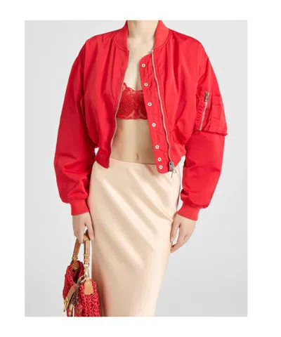 Ermanno Scervino Technical Fabric Bomber With Vichy Interior In Red