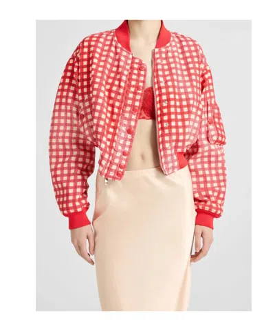 Ermanno Scervino Technical Fabric Bomber With Vichy Interior In Red