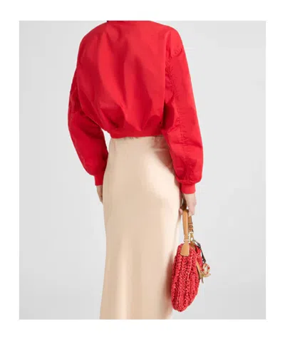 Ermanno Scervino Technical Fabric Bomber With Vichy Interior In Red
