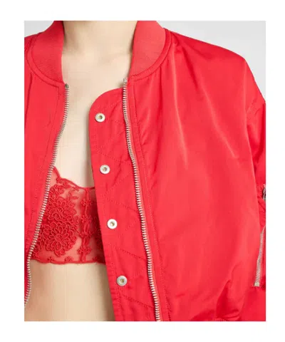Ermanno Scervino Technical Fabric Bomber With Vichy Interior In Red