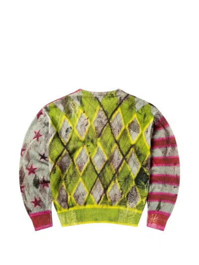 Aries Digi Patchwork V-neck Sweater In Multi