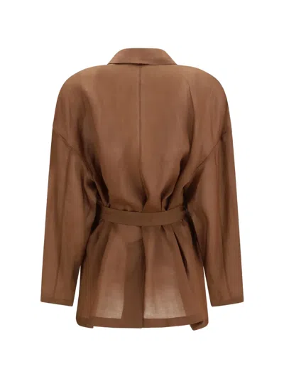 Max Mara Belted Jacket In Brown