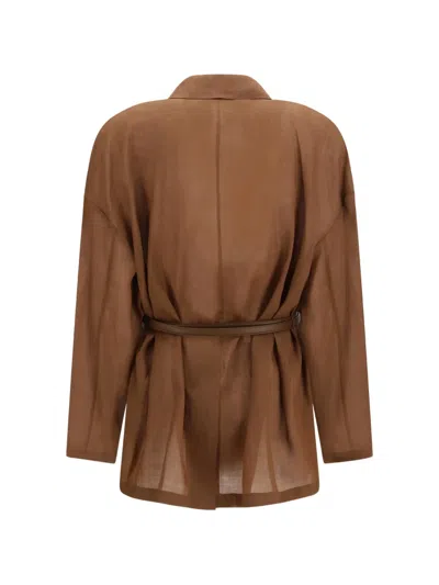 Max Mara Belted Jacket In Brown