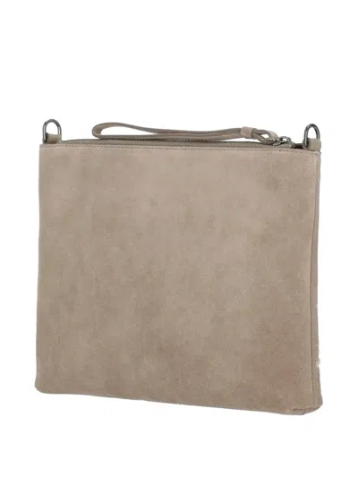 Panicale Rectangular Leather Pochette With Sequins Detailing In Neutral