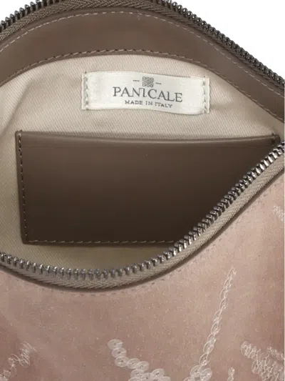 Panicale Rectangular Leather Pochette With Sequins Detailing In Neutral