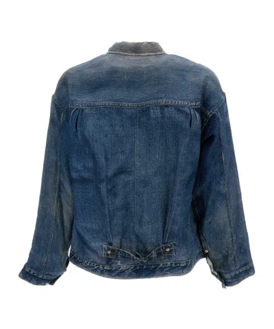 Junya Watanabe Printed Denim-effect Jacket In Blue