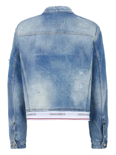 Dsquared2 Distressed Denin Jacket In Blue