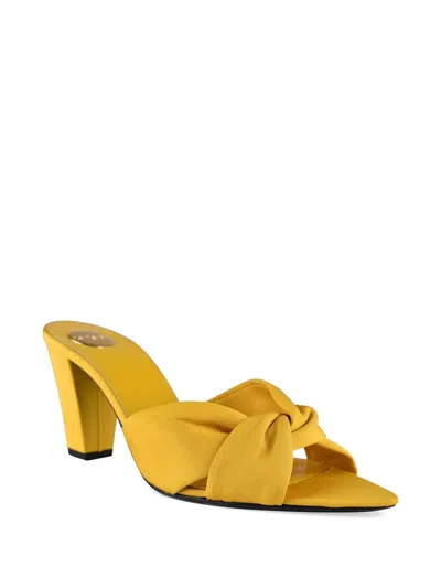 Saint Laurent Fabric Franciane Sandals Cone Heel Knotted In Yellow