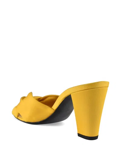 Saint Laurent Fabric Franciane Sandals Cone Heel Knotted In Yellow