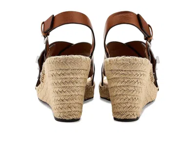 Tory Burch Turnlock Espadrille Slingback Platform Wedge Sandal In Brown