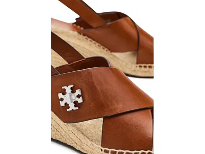 Tory Burch Turnlock Espadrille Slingback Platform Wedge Sandal In Brown