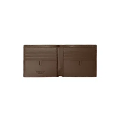 Burberry Check Pattern Beige Folding Wallet Men In Brown