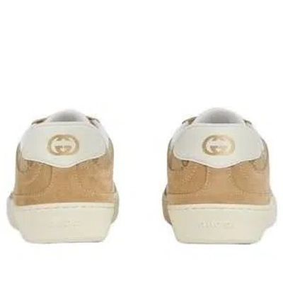 Gucci Beige G75 Sneaker In Suede And Gg Fabric Women In Brown
