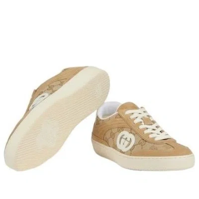 Gucci Beige G75 Sneaker In Suede And Gg Fabric Women In Brown