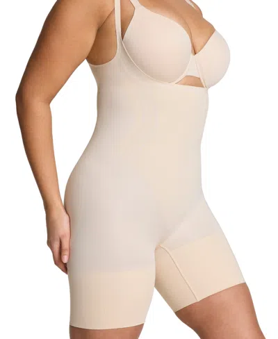 Spanx Womens Gofigure Sculpting High Waist Mid-thigh Shorts Nude In Brown