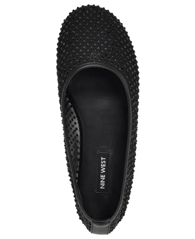 Nine West Burnne Studded Mesh Flat In Black