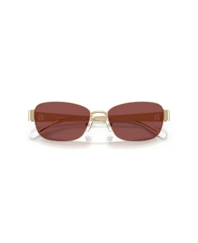 Tory Burch 55mm Gradient Polarized Rectangular Sunglasses In Gold