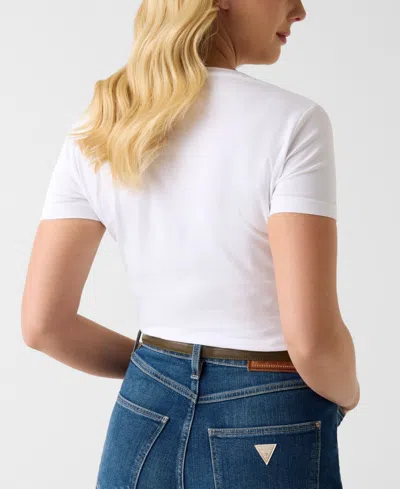 Guess Peony Triangle Graphic T-shirt In White