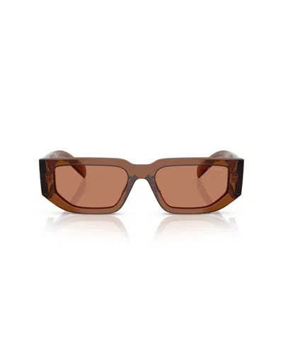 Prada Rectangle-frame Logo Sunglasses In Brown