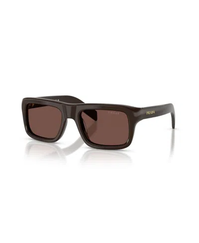 Prada Cigar Acetate Rectangular Sunglasses In Brown